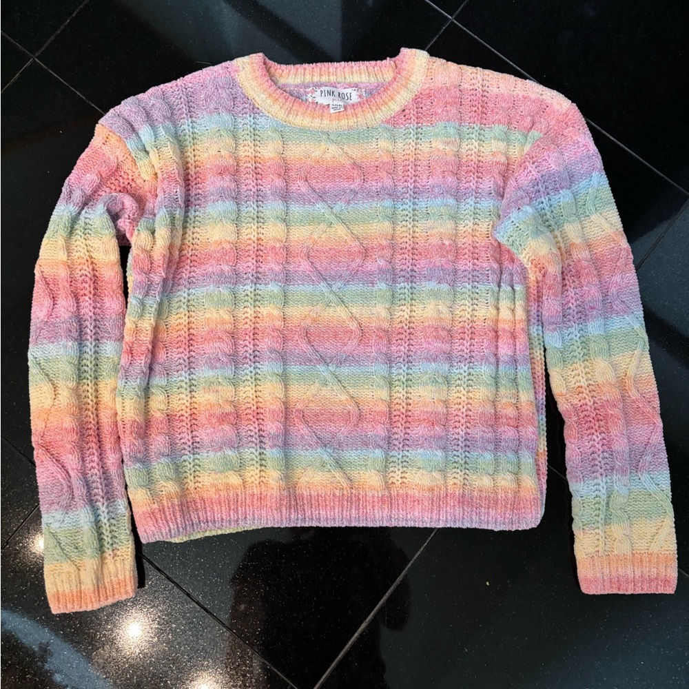 Pink Rose Pastel Striped Sweater